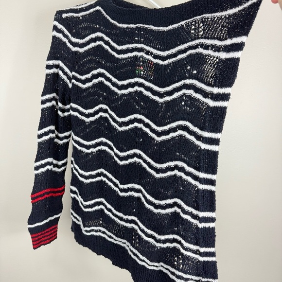 Desigual Cardigan Womens Medium Navy White Stripe Open Front Long Sleeve Red - Picture 5 of 10